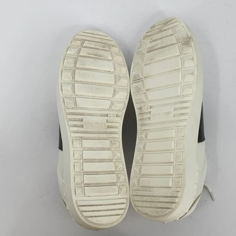 Steve Madden Keaton sneaker shoe white black preppy lace-up tie women 9.5